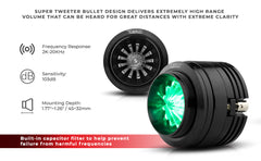 1.6" Shallow High Compression Neodymium Super Bullet Tweeter 140 Watts 1" Polyether Ether Ketone 4-Ohm Vc With RGB LED Lights