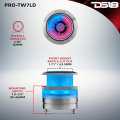 2.3" Neodymium Super Bullet Tweeter with 1" Aluminum Voice Coil & Digital LED Lights - DS18