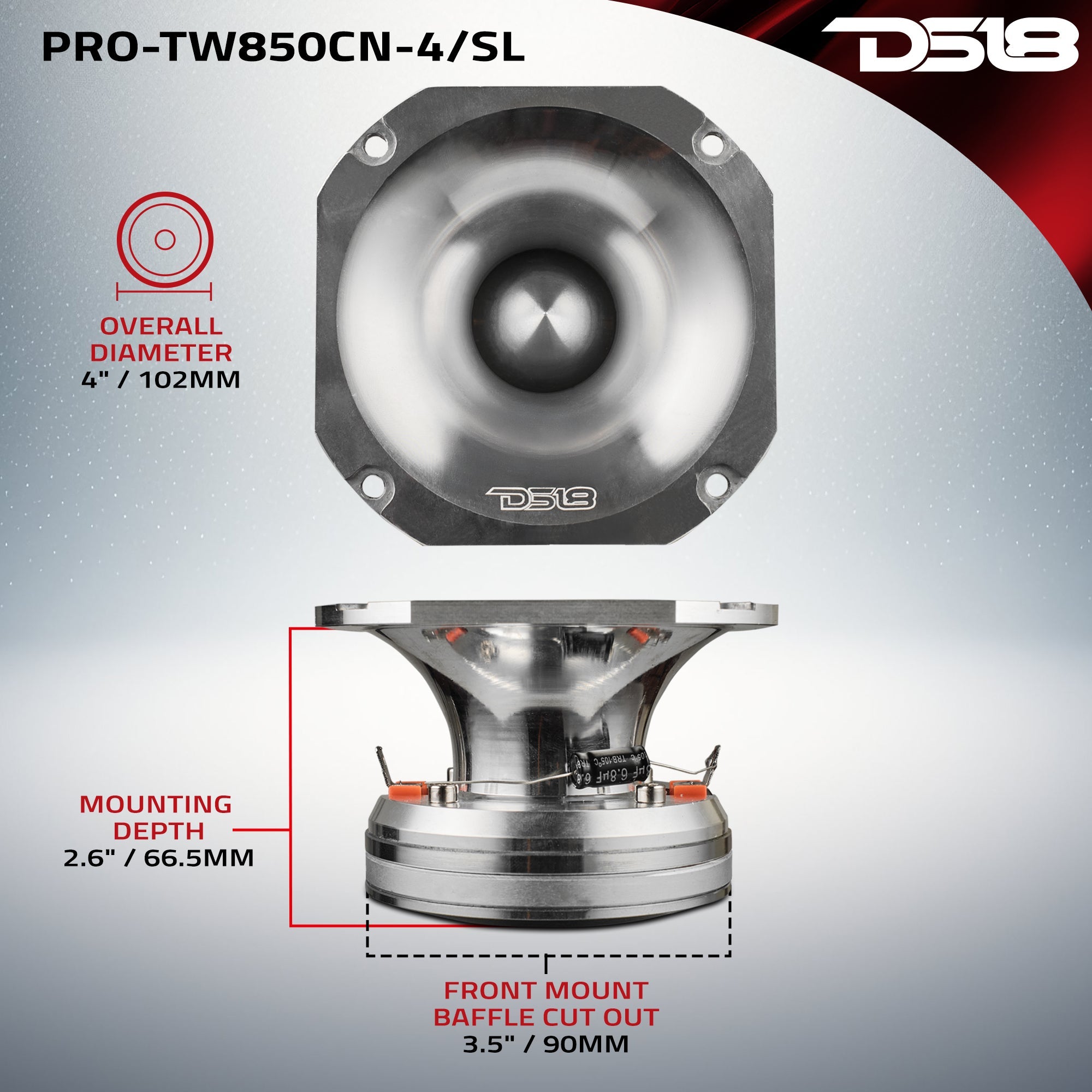 4" High Compression Tweeter | Neodymium Magnet | 4-Ohm - DS18