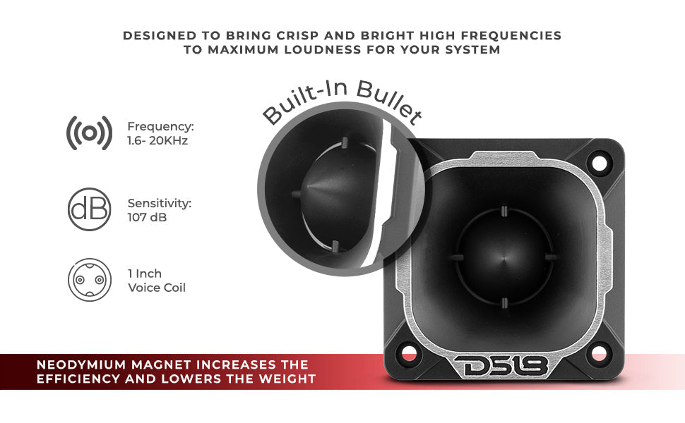 2.5"High Compression Neodymium Tweeter 100 Watts 1" Pen 4-Ohm Vc - DS18