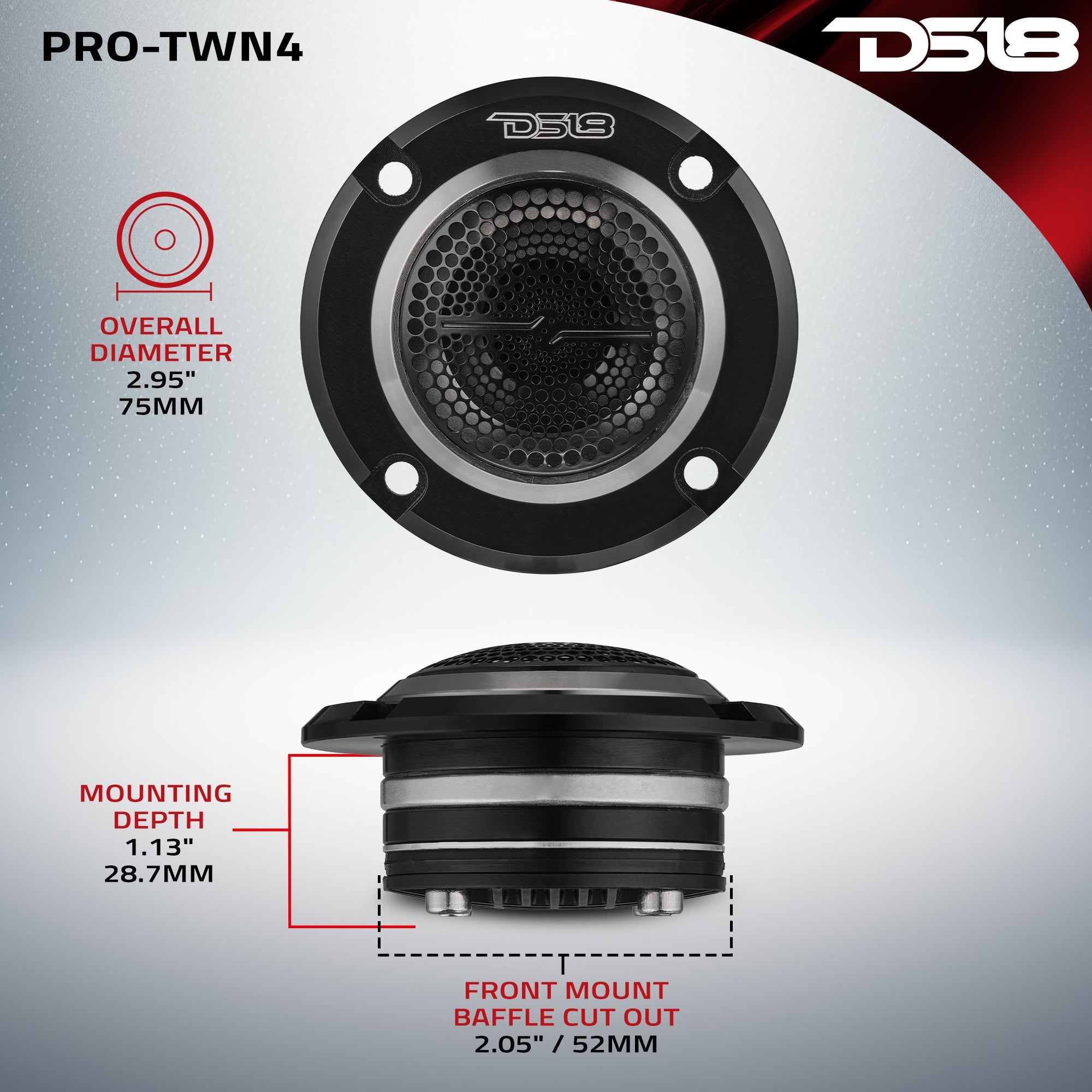 3" High Compression Neodymium Hybrid Driver/Tweeter 140 Watts 1" Pen 4-Ohm Vc - DS18