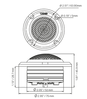 3" High Compression Neodymium Hybrid Driver/Tweeter 140 Watts 1" Pen 4-Ohm Vc - DS18