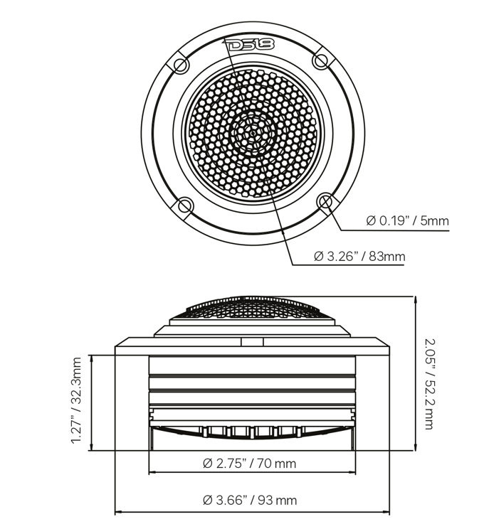 3.6" High Compression Neodymium Hybrid Driver/Tweeter 200 Watts 1.5 " Pen 4-Ohm Vc - DS18