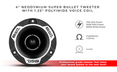 4" High Compression Neodymium Tweeter | 150W RMS 1.25 " Polyimide 4-Ohm Vc - DS18