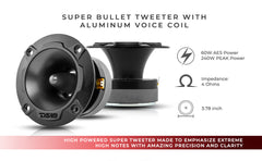 3.8" Super Bullet Tweeter 120 Watts 1" Aluminum 4-Ohm Vc - DS18