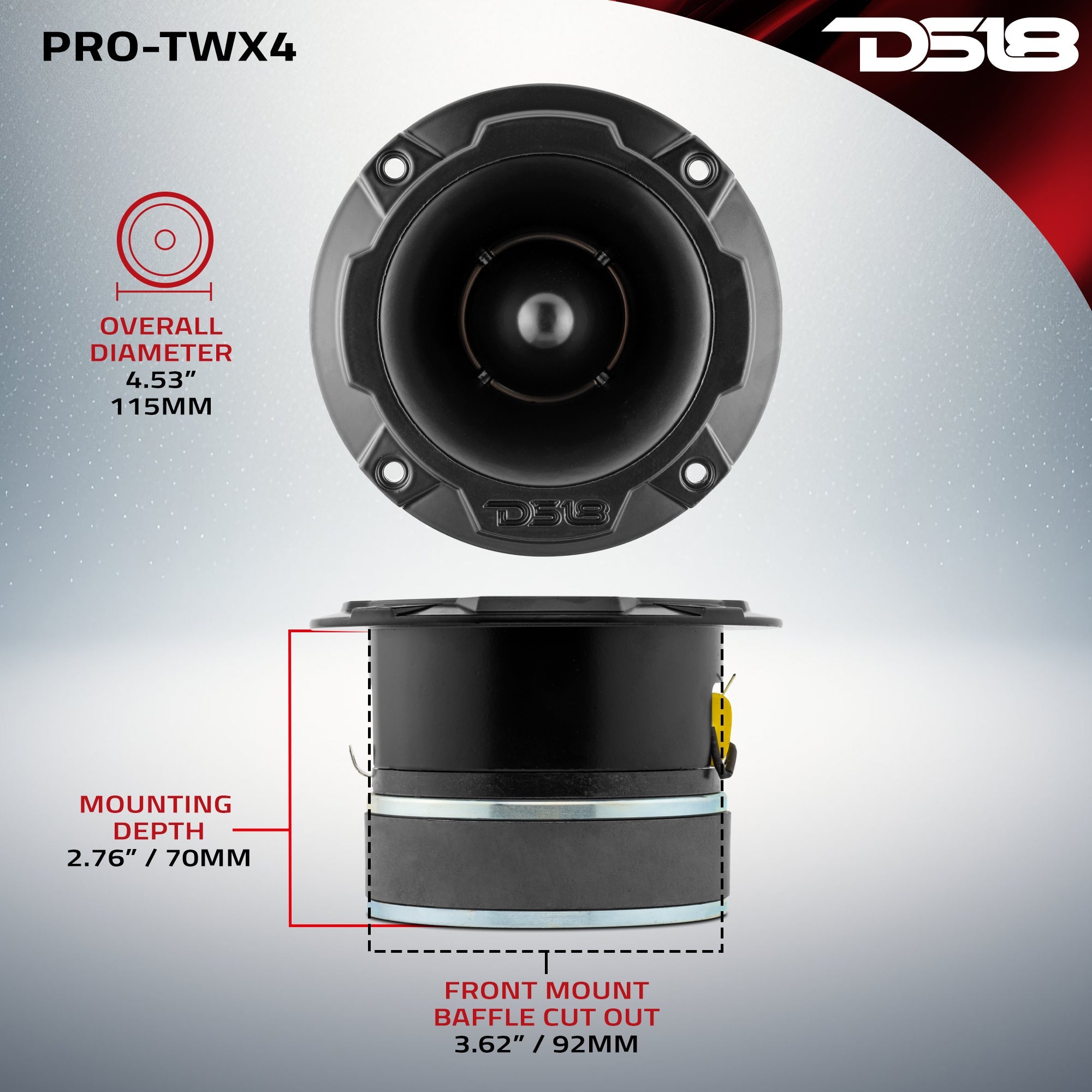 4.5" Super Bullet Tweeter 280 Watts 1.75" Titanium 4-Ohm Vc - DS18