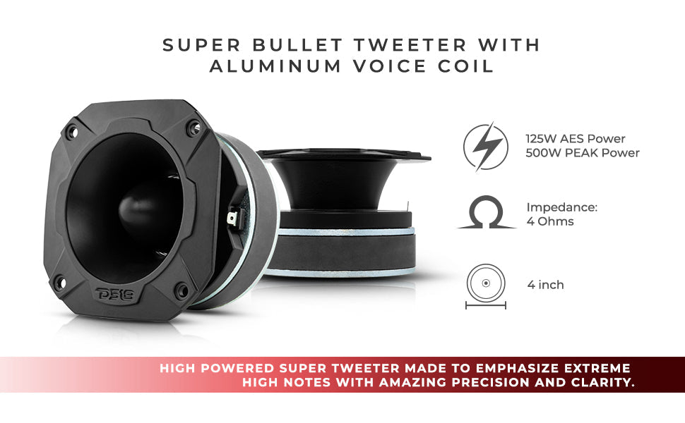 4" Super Bullet Tweeter 250 Watts 1.5" Titanium 4-Ohm Vc - DS18