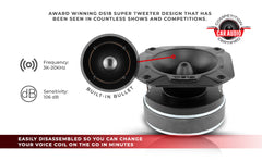 4" Super Bullet Tweeter 250 Watts 1.5" Titanium 4-Ohm Vc - DS18