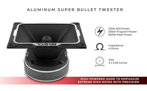 4 x 5.35" Super Bullet Tweeter 250 Watts 1.5" Aluminum 4-Ohm Vc - DS18