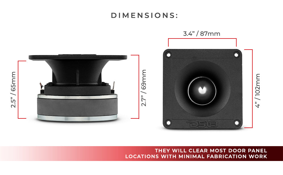 4" x 4" Super Bullet Tweeter 240 Watts 1.5" Titanium 8-Ohm Vc - DS18