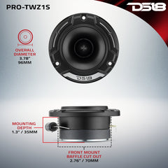 3.8" Shallow-Mount Super Bullet Compression Tweeter with 1" Aluminum Voice Coil | 100 Watts RMS 4-Ohm - DS18