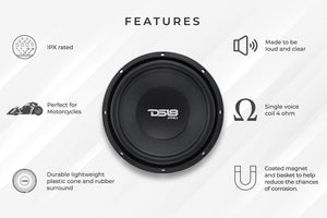 PRO 10" Water Resistant Woofer 350 Watts Rms 4-Ohm SVC - DS18