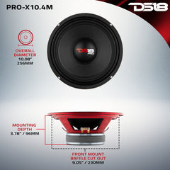 PRO-X 10" Mid-Range Loudspeaker 300 Watts Rms 4-Ohm - DS18