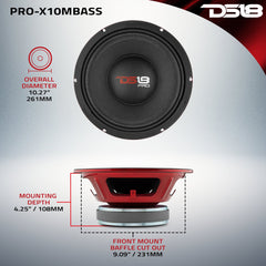 PRO-X 10" Mid-Bass Loudspeaker | 400W RMS 8-Ohm - DS18