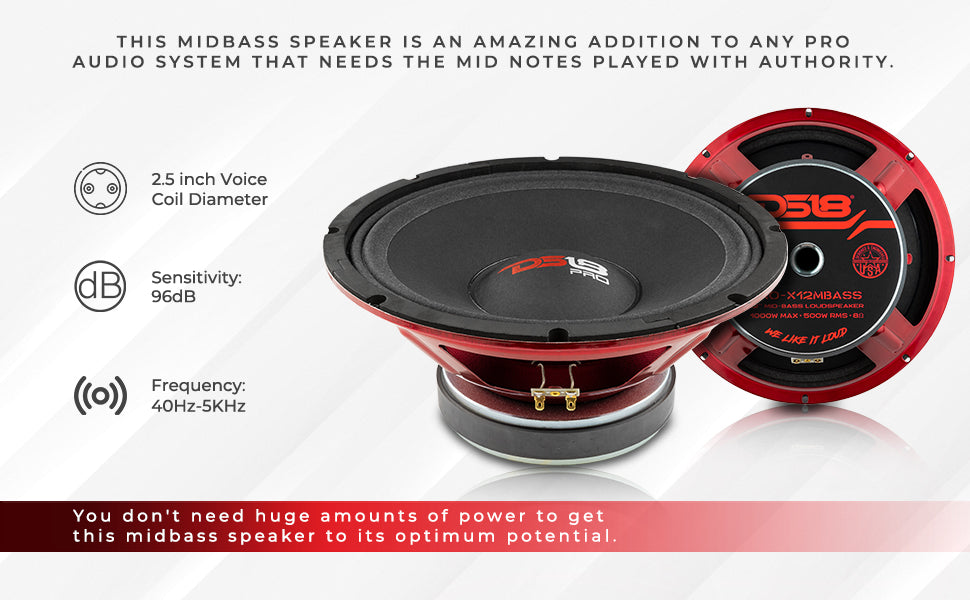 PRO-X 12" Mid-Bass Loudspeaker | 500W RMS 8-Ohm - DS18