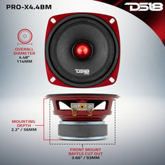 PRO-X 4" Mid-Range Loudspeaker with Bullet | 100W RMS 4-Ohm - DS18