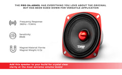 PRO-X 4" Shallow Mid-Range Bullet Loudspeaker | 100W RMS 4-Ohm - DS18