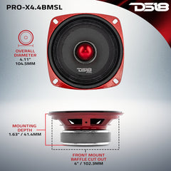 PRO-X 4" Shallow Mid-Range Bullet Loudspeaker | 100W RMS 4-Ohm - DS18