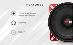 PRO-X 4" Mid-Range Loudspeaker 100 Watts Rms 8-Ohm - DS18