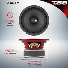 PRO-X 5.25" Mid-Range Loudspeaker 150 Watts Rms 4-Ohm - DS18
