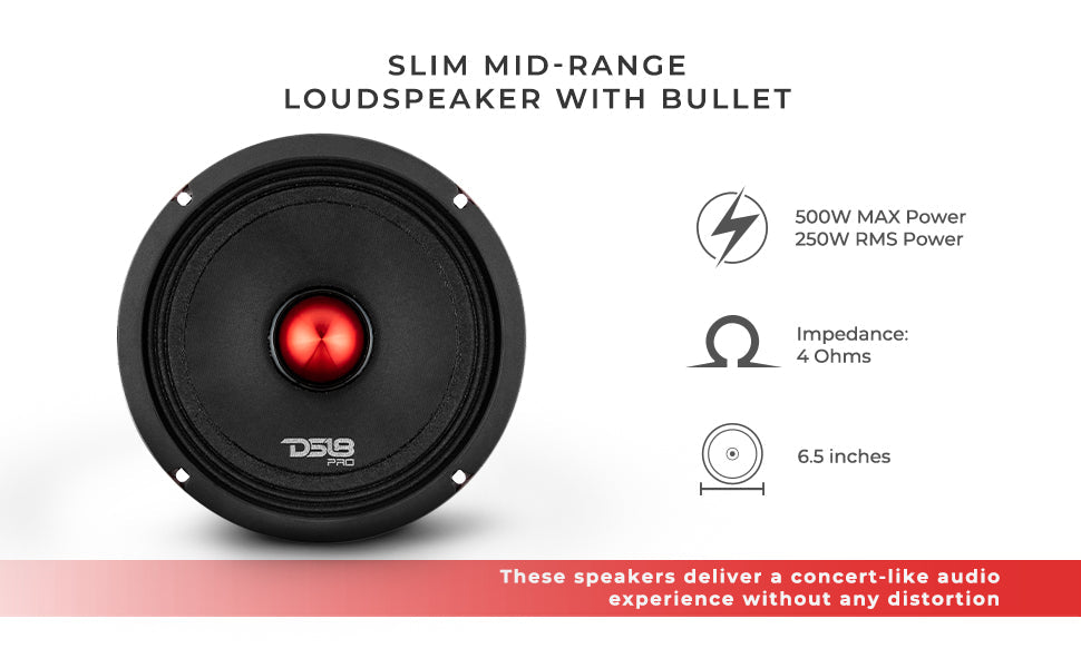 PRO-X 6.5" Shallow Mid-Range Bullet Loudspeaker | 200W RMS 4-Ohm - DS18
