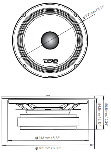 PRO-X 6.5" Shallow Mid-Range Bullet Loudspeaker | 200W RMS 4-Ohm - DS18
