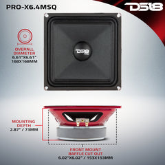PRO 6.5" Square Midrange Loudspeaker 450 Watts 4-ohm - DS18