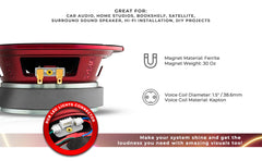PRO-X 6.5" Mid-Range Loudspeaker with RGB Light Dust Cap 250 Watts Rms 4-Ohm - DS18