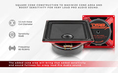 PRO 6.5" Square Midrange Loudspeaker 450 Watts 4-ohm - DS18