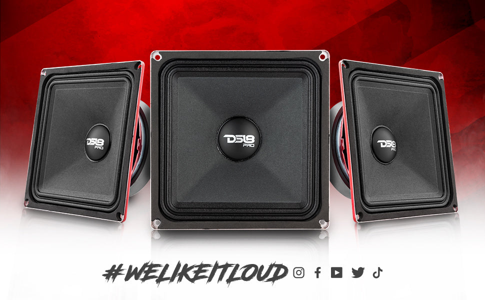 PRO 6.5" Square Midrange Loudspeaker 450 Watts 4-ohm - DS18