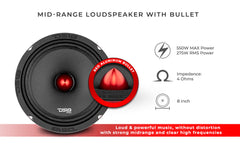 PRO-X 8" Mid-Range Loudspeaker with Bullet | 275W RMS 4-Ohm - DS18