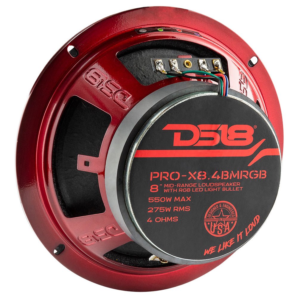 PRO-X 8" Mid-Range Loudspeaker with RGB Light Bullet 275 Watts Rms 4-Ohm - DS18