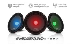 PRO-X 8" Mid-Range Loudspeaker with RGB Light Bullet 275 Watts Rms 4-Ohm - DS18