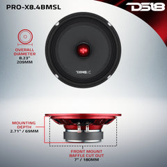 PRO-X 8" Shallow Mid-Range Bullet Loudspeaker | 250W RMS 4-Ohm - DS18