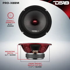 PRO-X 8" Mid-Range Bullet Loudspeaker | 275W RMS 8-Ohm - DS18