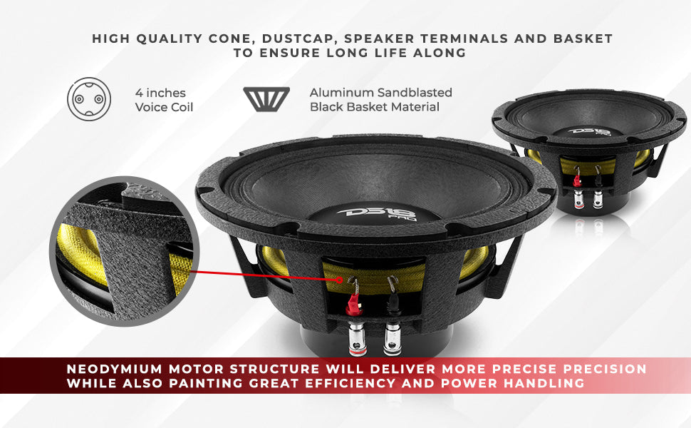 PRO 10" Neodymium Mid-Bass Loudspeaker 1000 Watts Rms 8-Ohm - DS18