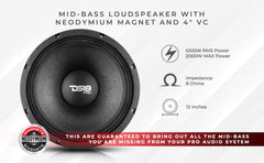 PRO 12" Neodymium Mid-Bass Loudspeaker 1000 Watts Rms 8-Ohm - DS18