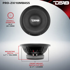 PRO-ZXI 10" Mid-Bass Loudspeaker With Neodymium/Ferrite Magnets 500 Watts Rms 8-Ohm - DS18