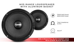 PRO-ZXI 8" Mid-Range Loudspeaker With Neodymium/Ferrite Magnets 350 Watts Rms 8-Ohm - DS18