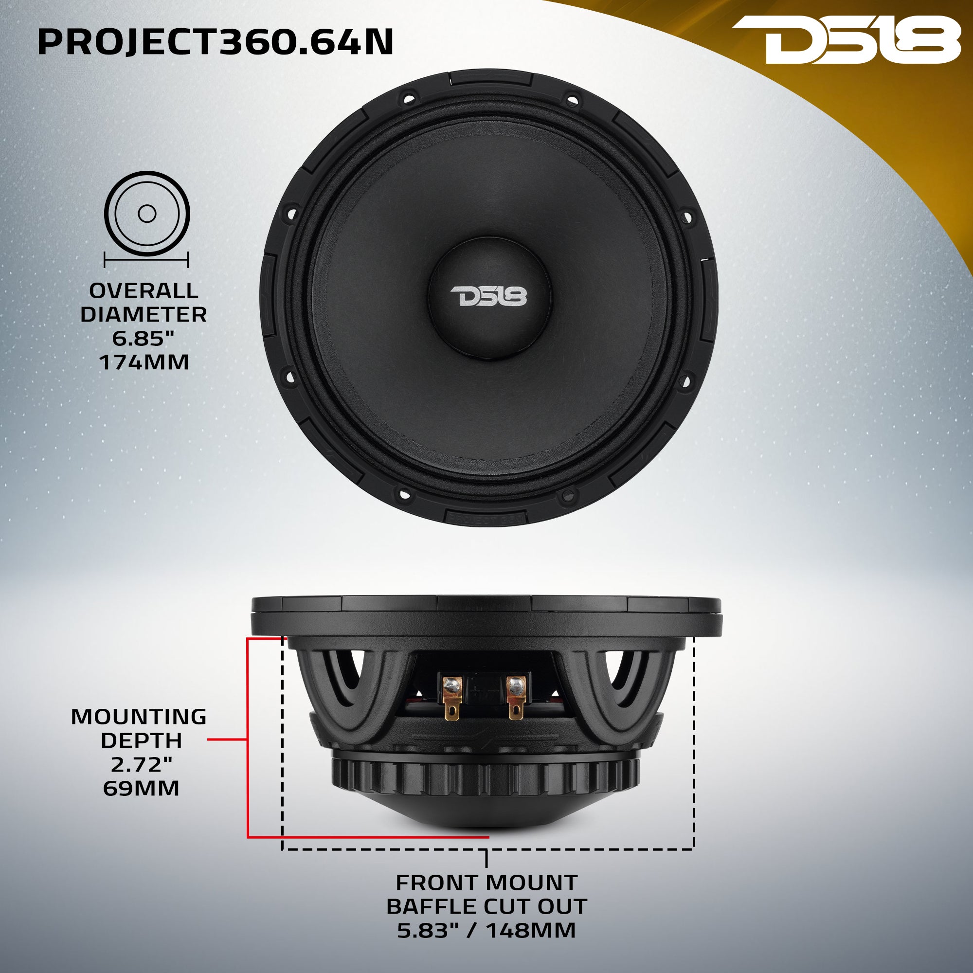 PROJECT360 - High-Sensitivity Mid-High Loudspeakers with Rotating Recone Design For Quick Repair 4-Ohm - DS18