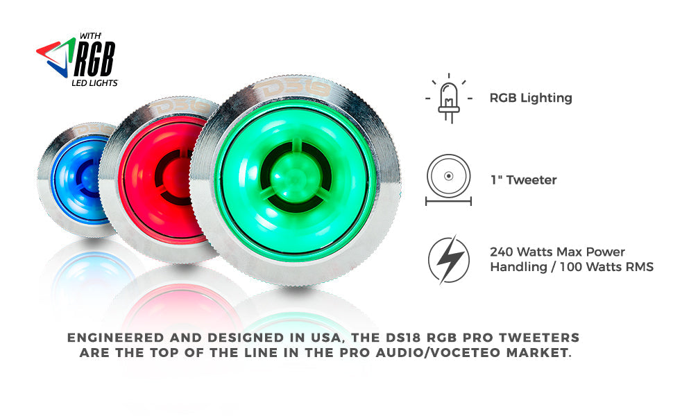2.3" Neodymium Super Bullet Tweeter 1" Titanium Voice Coil with RGB LED Lights - DS18