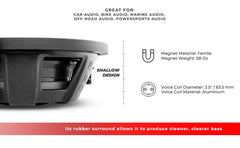 PS Shallow-Mount Water Resistant 10" Subwoofer | 500W RMS DVC 2-Ohm - DS18