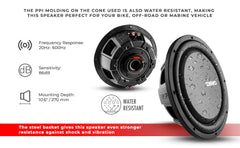 PS Shallow-Mount Water Resistant 12" Subwoofer | 600W RMS DVC 2-Ohm - DS18