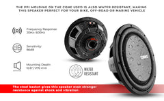 PS Shallow-Mount Water Resistant 12" Subwoofer | 600W RMS DVC 4-Ohm - DS18