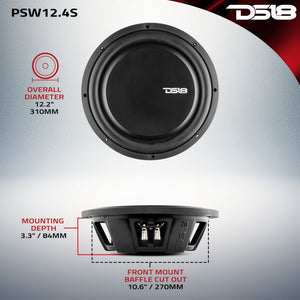 PS Shallow-Mount Water Resistant 10" Subwoofer | 500W RMS DVC 2-Ohm - DS18
