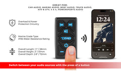 Marine And Powersports Waterproof Rocker Switch Bluetooth Audio Receiver With Controls - DS18