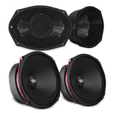 6x9” Motorcycle Audio Bundle – Shallow Water-Resistant Midrange Loudspeakers + Sealed ABS Baffles (Pair) | High Output, Easy