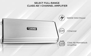 DS18 SELECT S-1500.1 – Class AB 1 Channel Monoblock Amplifier – 1500 Watts - DS18
