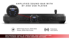 24" Marine Amplified with Bluetooth Sound Bar Speaker System 6 Speakers 600 Watts - DS18