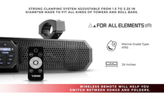 24" Marine Amplified with Bluetooth Sound Bar Speaker System 6 Speakers 600 Watts - DS18